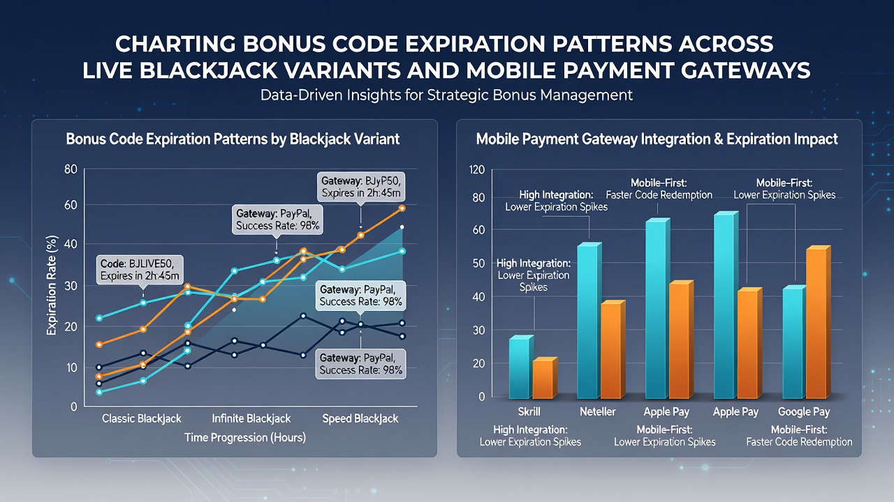 Chart comparing mobile payment gateway processing speeds with corresponding bonus code validity periods in live blackjack environments