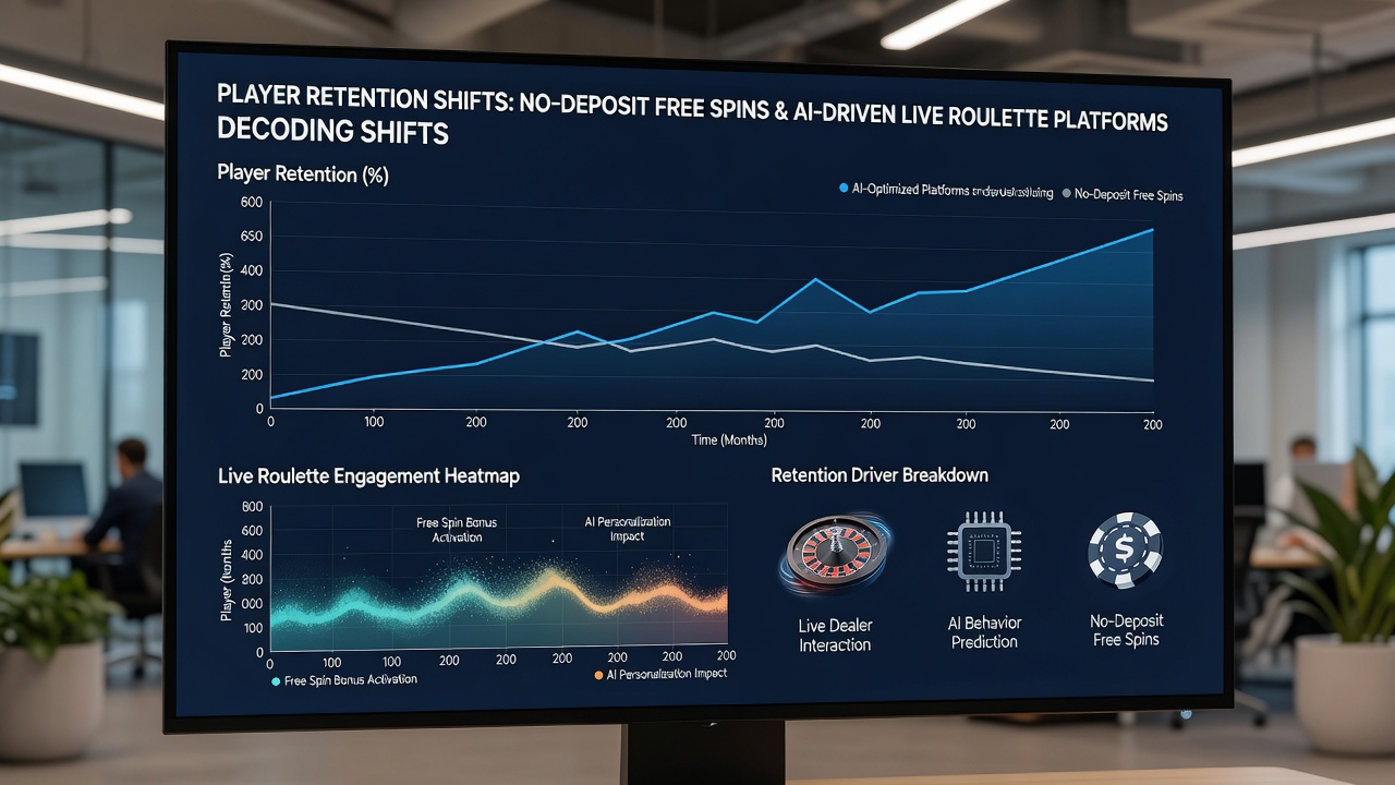 Analytics dashboard displaying retention curves for players using no-deposit spins on live roulette with alternative payment methods